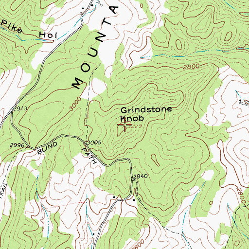 Topographic Map of Grindstone Knob, WV