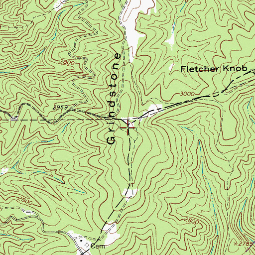Topographic Map of Grindstone Ridge, WV