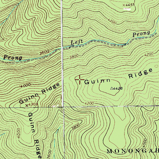 Topographic Map of Guinn Ridge, WV