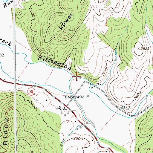 Topographic Map of Gum Branch, WV