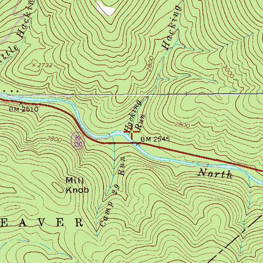 Topographic Map of Hacking Run, WV