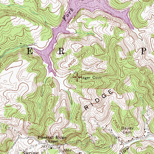 Topographic Map of Hager Cemetery, WV