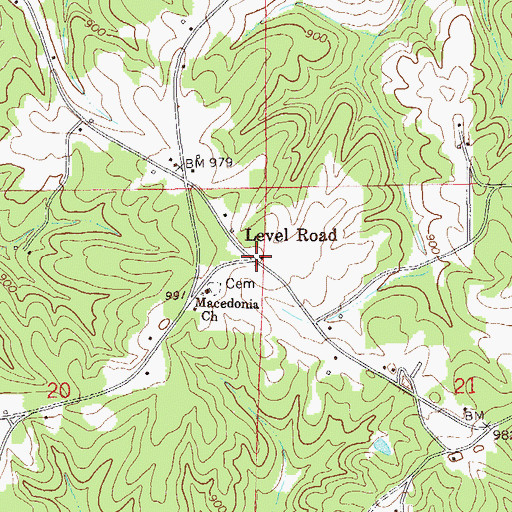 Topographic Map of Level Road, AL