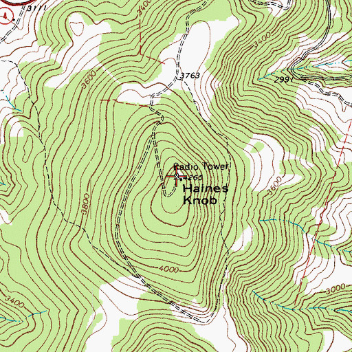 Topographic Map of Haines Knob, WV