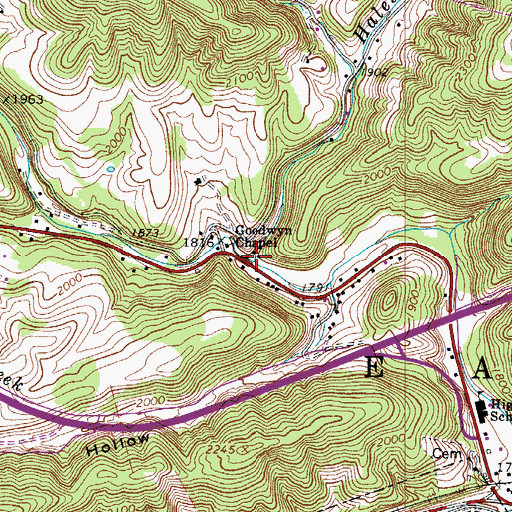 Topographic Map of Hales Branch, WV