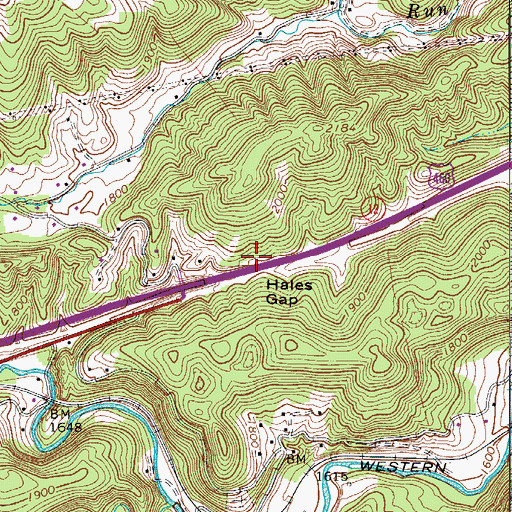 Topographic Map of Hales Gap, WV