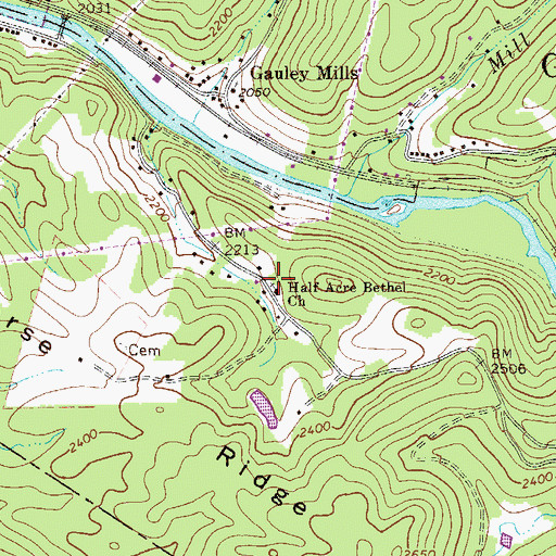 Topographic Map of Half Acre Bethel Church, WV