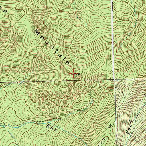 Topographic Map of Halfmoon Mountain, WV