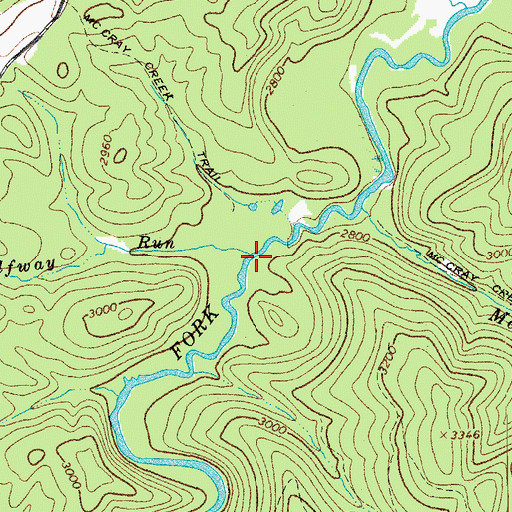 Topographic Map of Halfway Run, WV