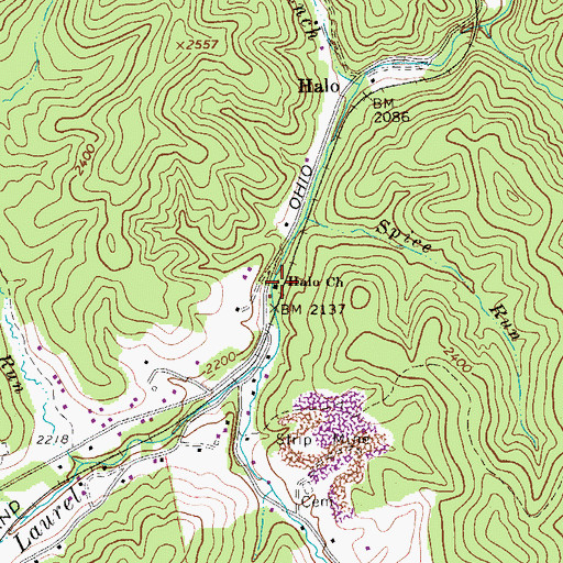 Topographic Map of Halo Church, WV