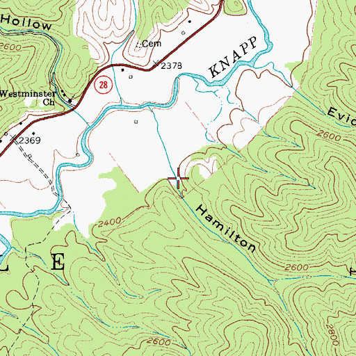 Topographic Map of Hamilton Hollow, WV