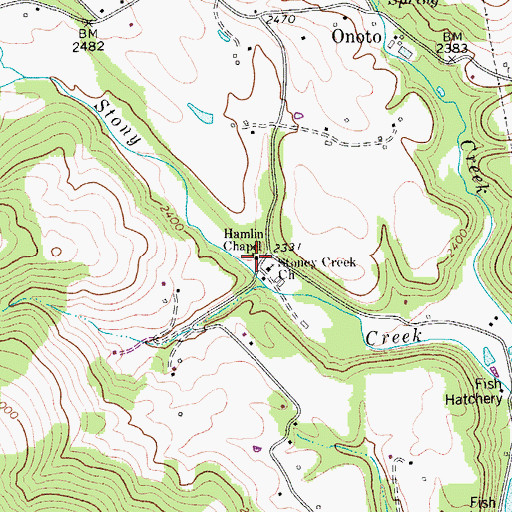 Topographic Map of Hamlin United Methodist Church, WV