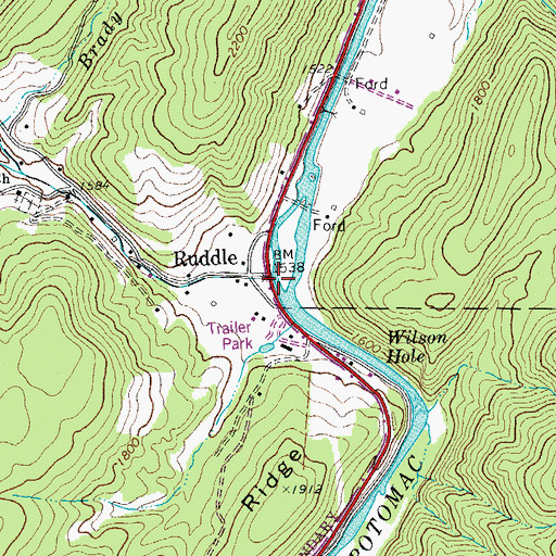 Topographic Map of Hammer Run, WV