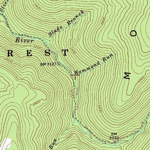 Topographic Map of Hammond Run, WV