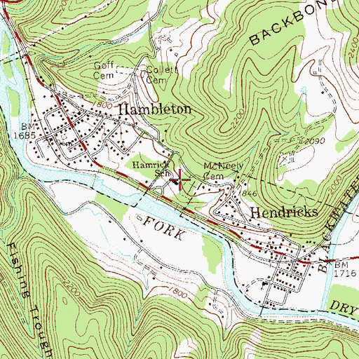 Topographic Map of Hamrick School (historical), WV
