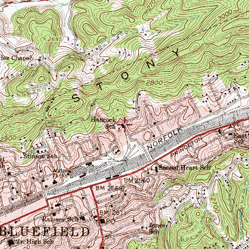 Topographic Map of Hancock School (historical), WV