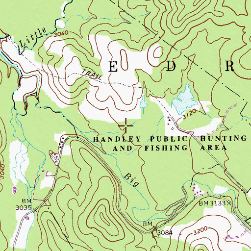 Topographic Map of Handley Wildlife Management Area, WV