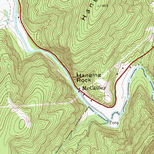 Topographic Map of Hanging Rock, WV