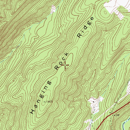 Topographic Map of Hanging Rock Ridge, WV