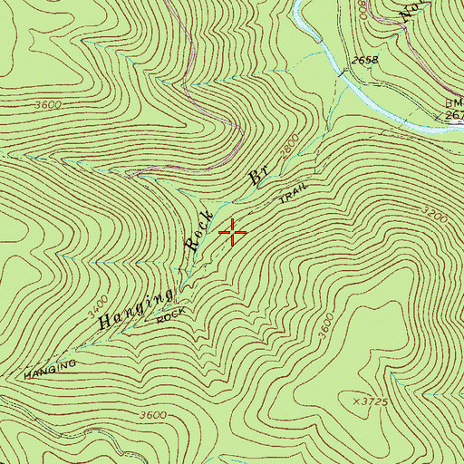 Topographic Map of Hanging Rock Trail, WV