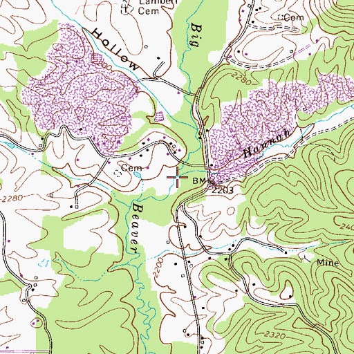 Topographic Map of Hannah Run, WV