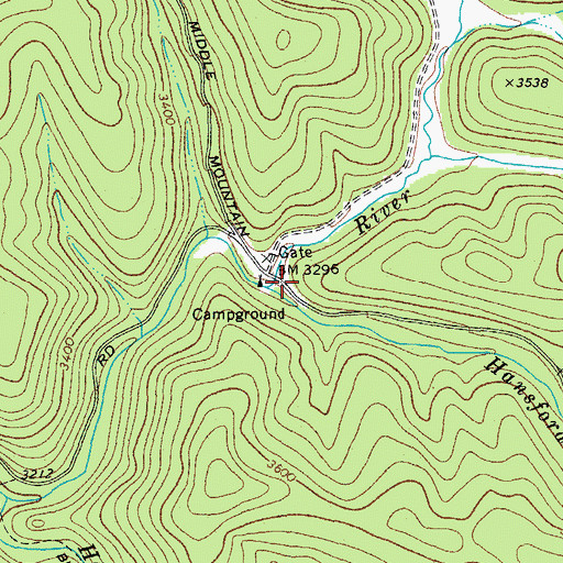 Topographic Map of Hansford Run, WV
