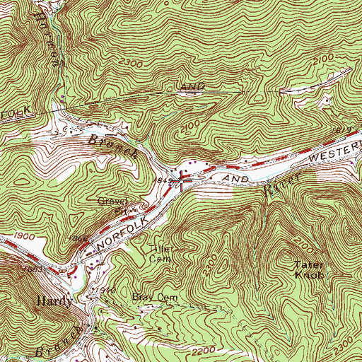 Topographic Map of Harmon Branch, WV