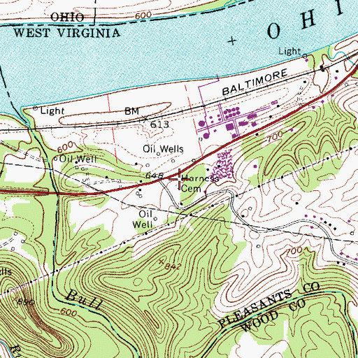 Topographic Map of Harness Cemetery, WV