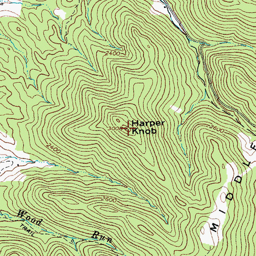 Topographic Map of Harper Knob, WV