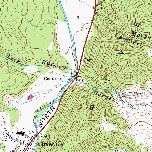 Topographic Map of Harper Run, WV