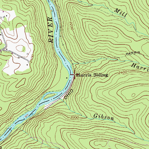 Topographic Map of Harris Siding, WV