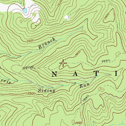 Topographic Map of Harris Siding Trail, WV