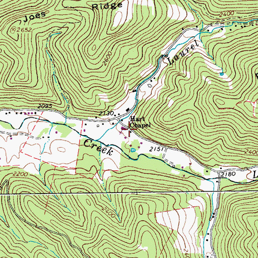 Topographic Map of Hart Chapel, WV