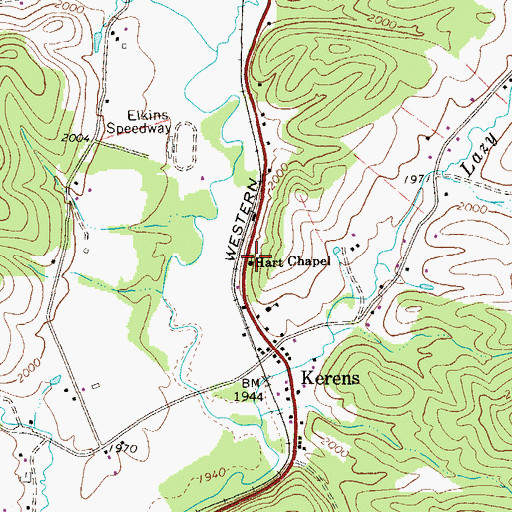 Topographic Map of Hart Chapel, WV