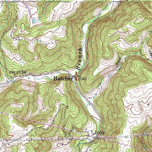 Topographic Map of Hatcher, WV