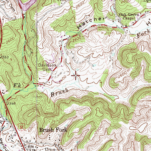 Topographic Map of Hatcher Hollow, WV