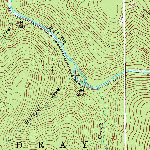 Topographic Map of Hateful Run, WV