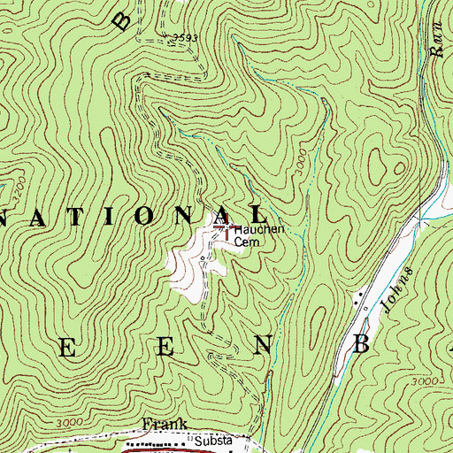 Topographic Map of Hauchen Cemetery, WV