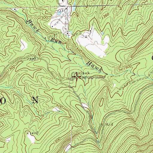 Topographic Map of Hawk Campground, WV