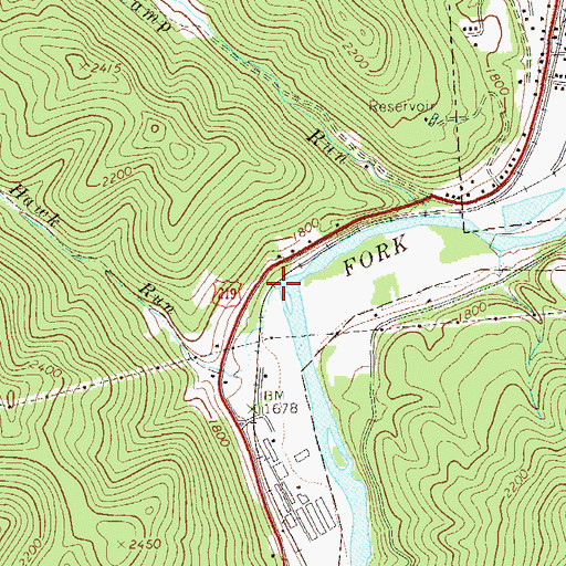Topographic Map of Hawk Run, WV