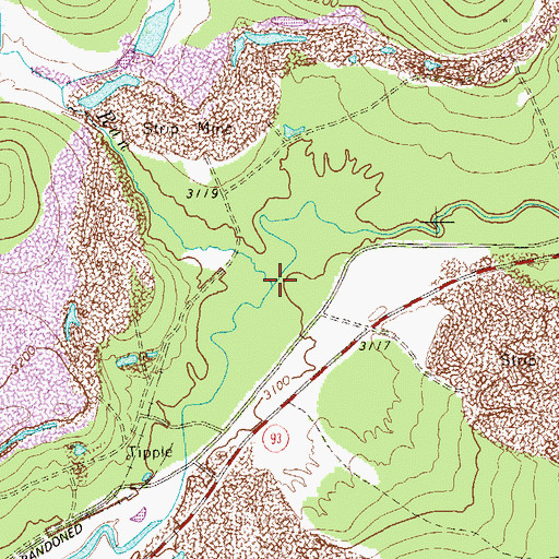 Topographic Map of Hawkins Run, WV