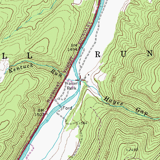 Topographic Map of Hayes Gap Run, WV