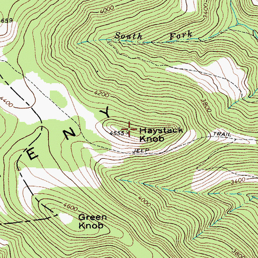 Topographic Map of Haystack Knob, WV