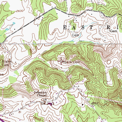 Topographic Map of Hearn Cemetery, WV