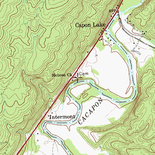 Topographic Map of Hebron Church, WV
