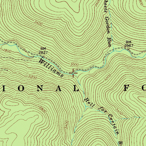 Topographic Map of Hell for Certain Branch, WV