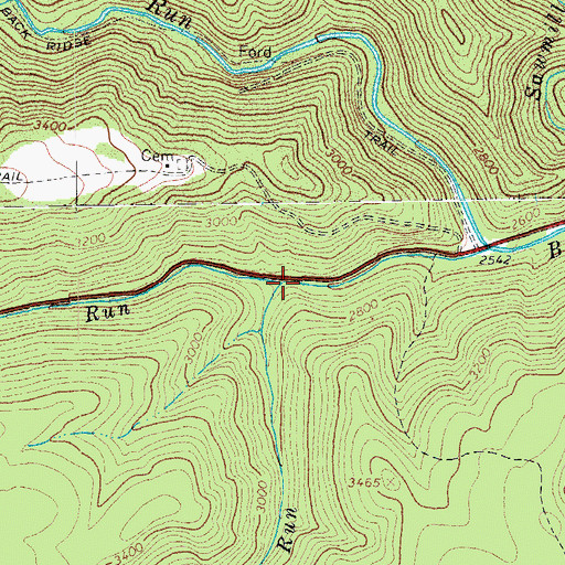 Topographic Map of Hemlock Run, WV