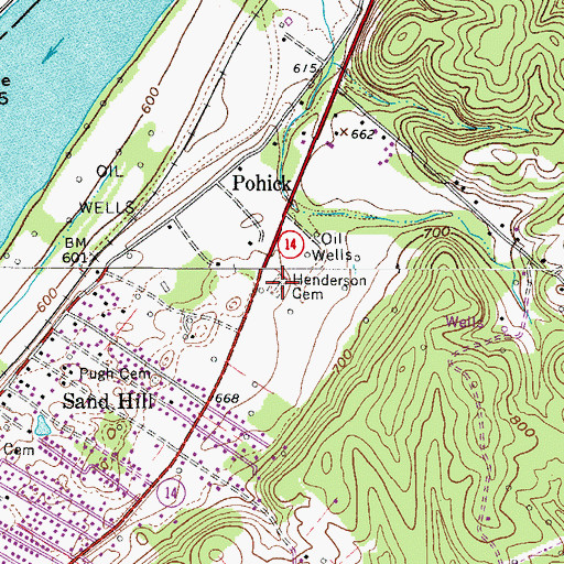 Topographic Map of Henderson Cemetery, WV