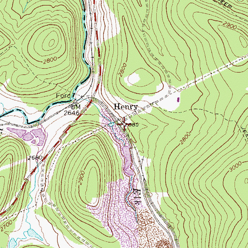 Topographic Map of Henry, WV