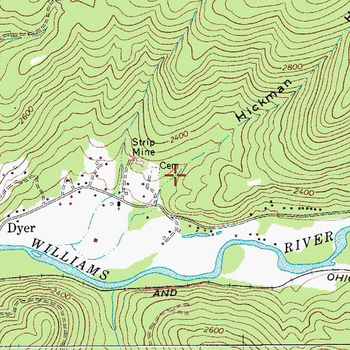 Topographic Map of Hickman Hollow, WV